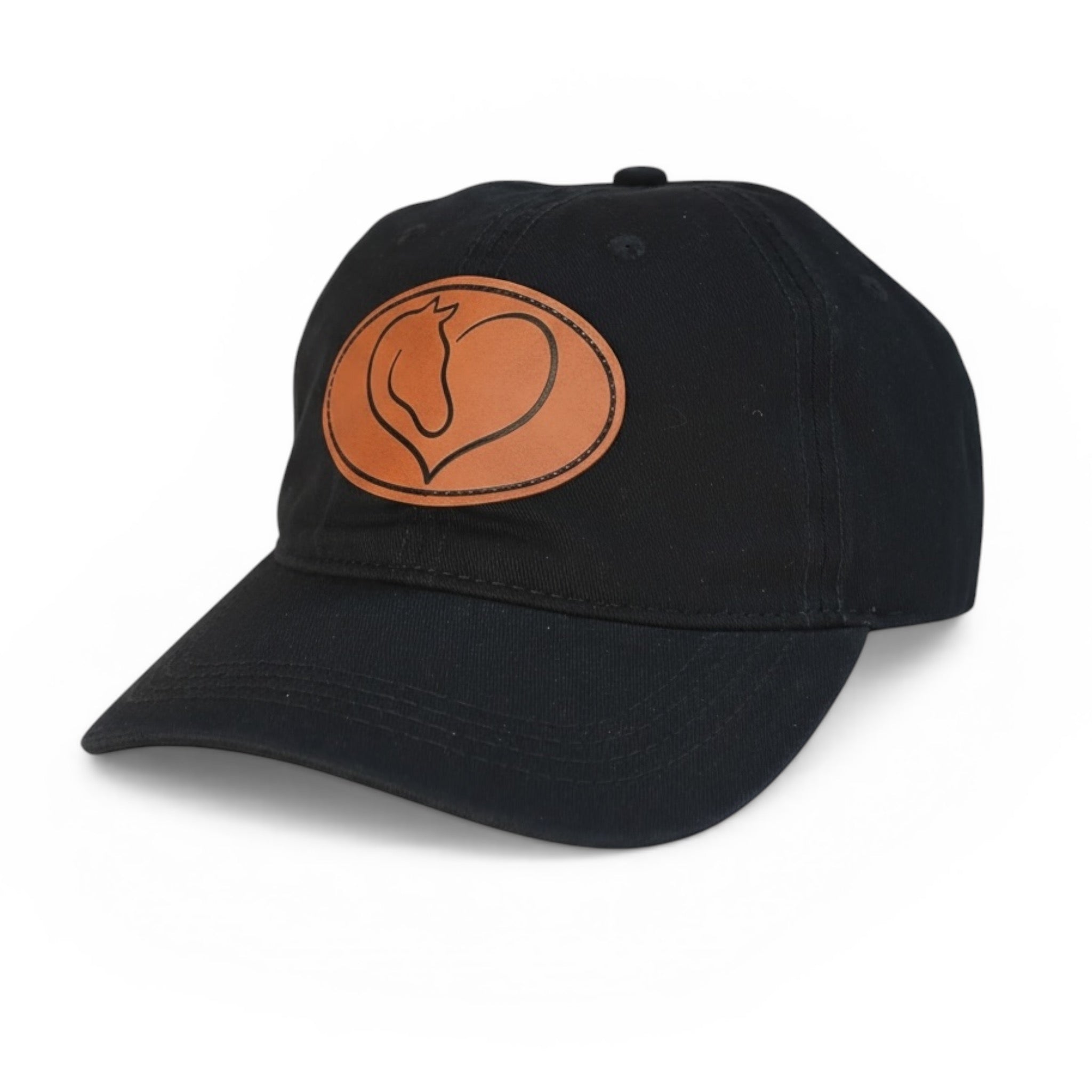 Heart Horse - Leather Patch Cotton Baseball Hat by Dubois Cheval