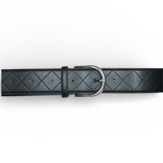 MSC Quilted Black Leather Belt
