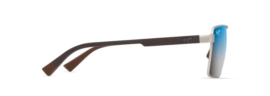 Maui Jim PIHA Matte Silver with Brown-Dual Mirror Blue to Silver Lens Polarized Aviator Sunglasses