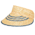 Load image into Gallery viewer, San Diego Hat Weekend Getaway - Women's Textured Wheat Straw Visor With Stripe & Velcro Back
