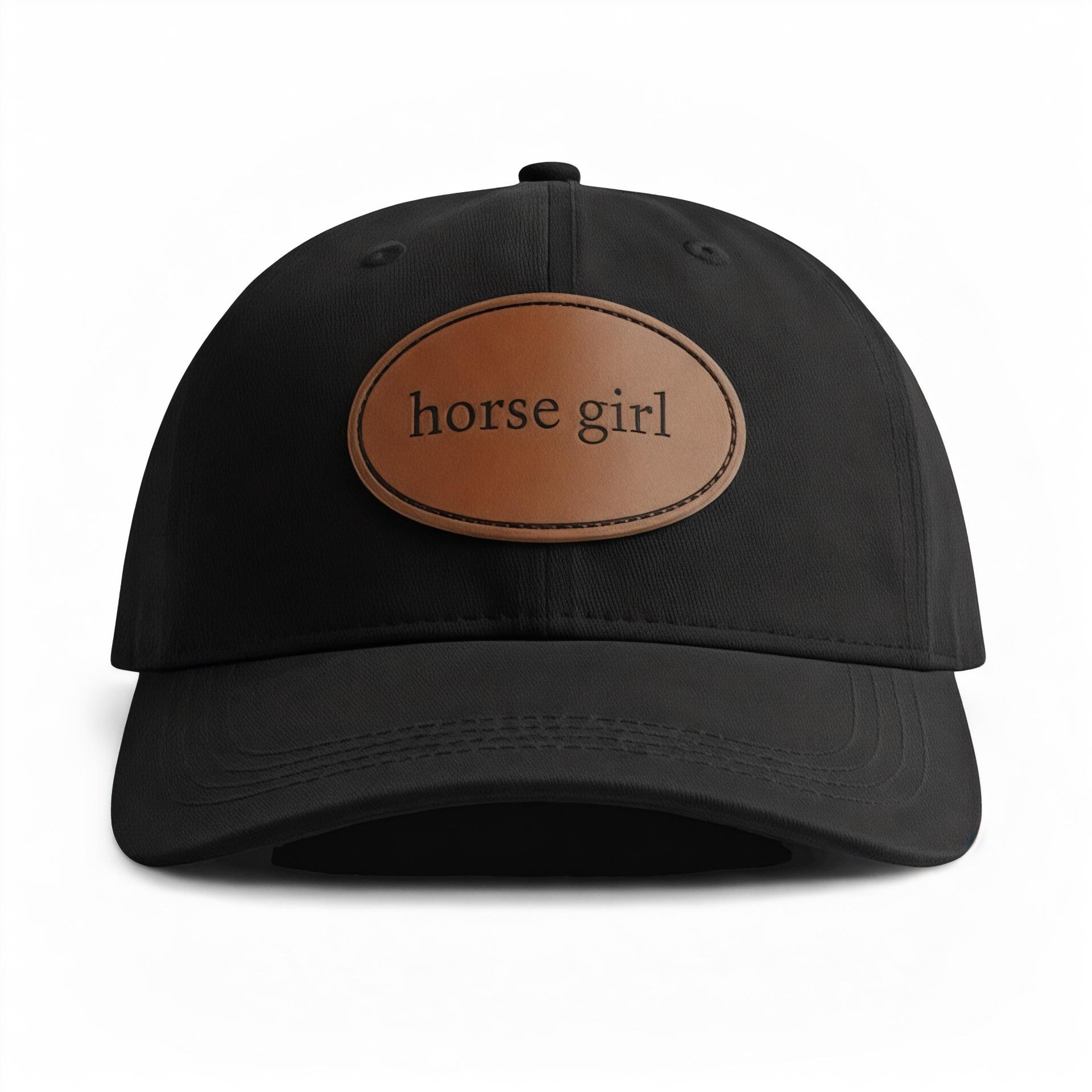 Horse Girl - Leather Patch Cotton Baseball Cap by  Dubois Cheval