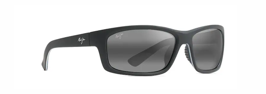 Maui Jim KANA COAST Matte Soft Black with White and Blue FrameNeutral Grey Lens Polarized Wrap Sunglasses