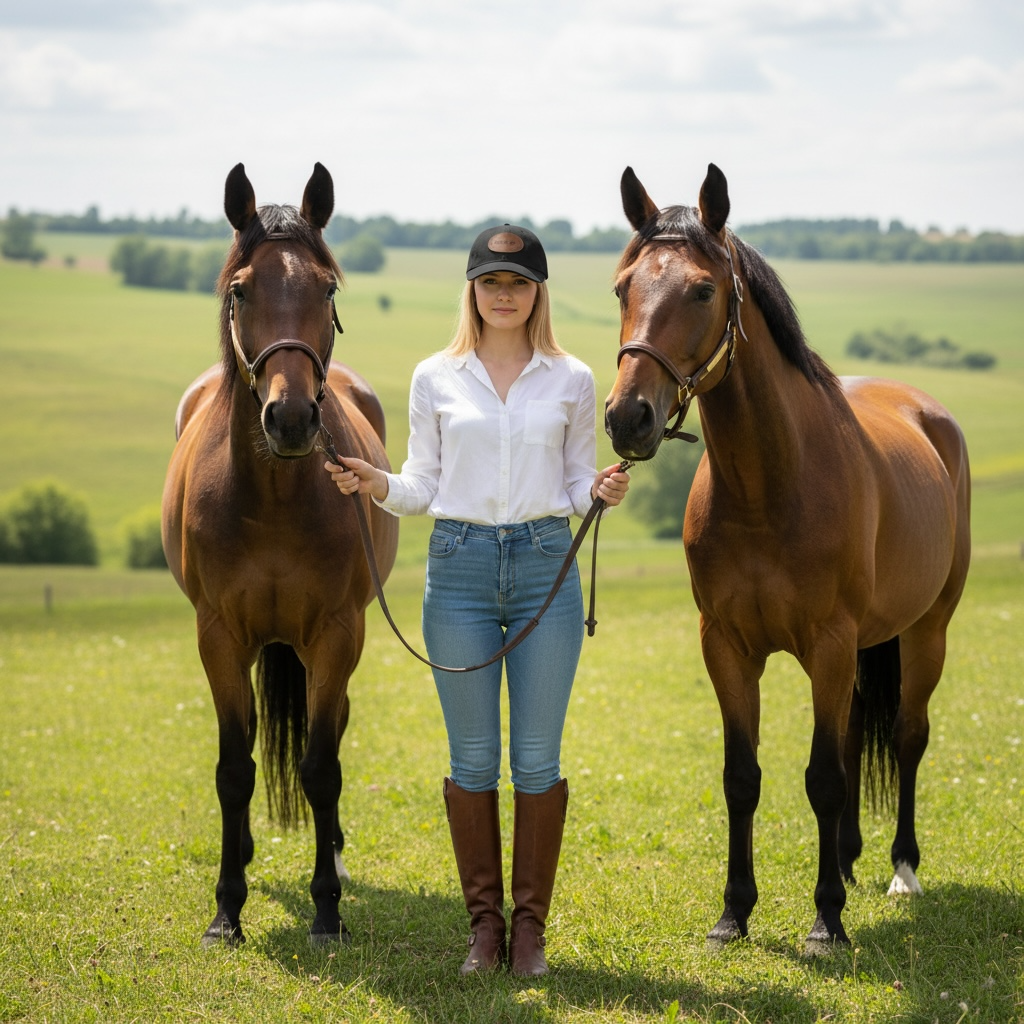 Horse Girl - Leather Patch Cotton Baseball Cap by  Dubois Cheval