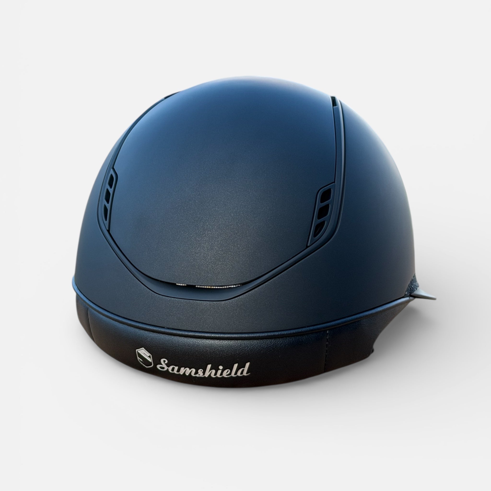 Miss Shield Shadowmatt 2.0 Jet Black Crystal Fabric Frontal Band Black Blazon with 5 Black Swarovski Crystals – Custom Samshield Helmet